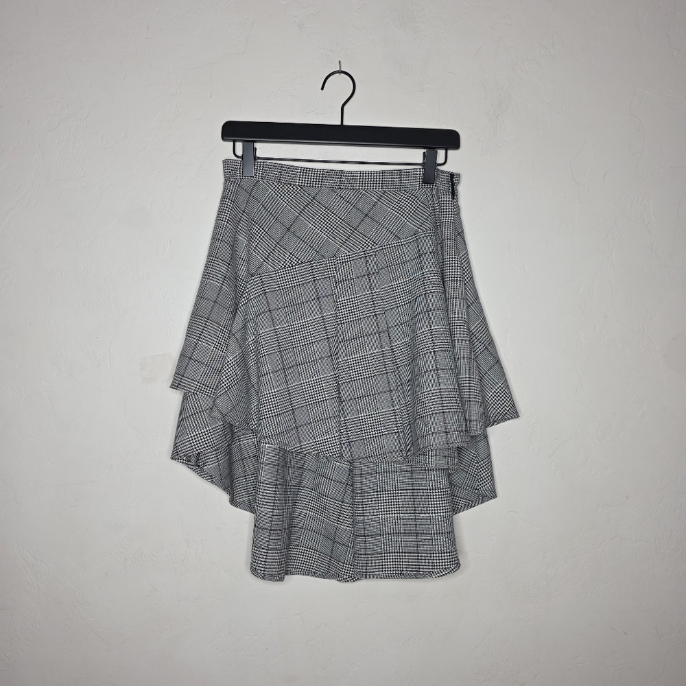 RtA‎ Keiba Glen Plaid High Low Ruffled Skirt Size 4 Nwt